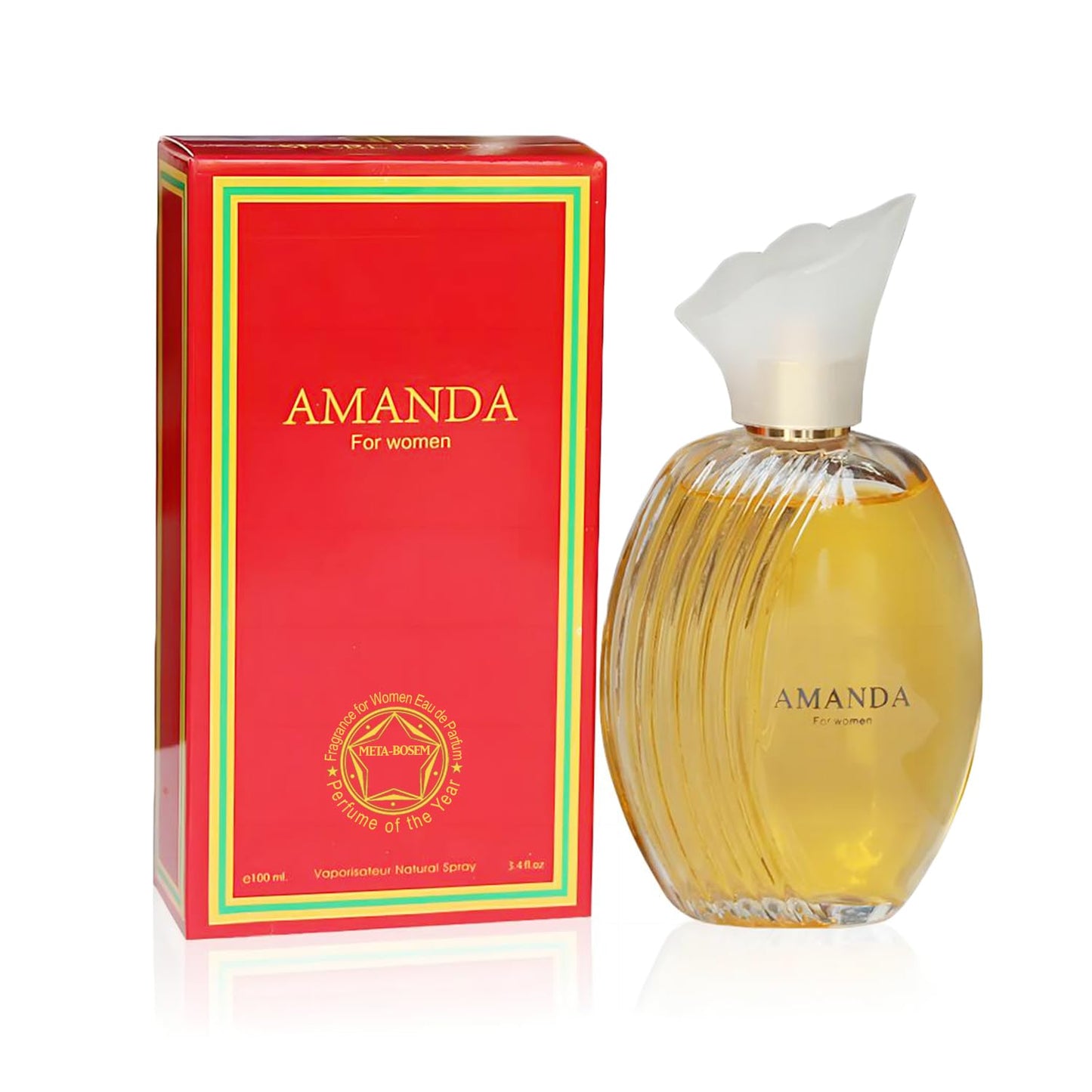 META-BOSEM 4-Pc Perfume Collection Fragrance for Women, Eau de Parfum Natural Spray - Fresh Scents (Pack of 4 - Shimmering Pink+Amanda+180 Pure Scent+Cool Ocean) Each 3.4 Fl Oz, Total 13.60 Oz