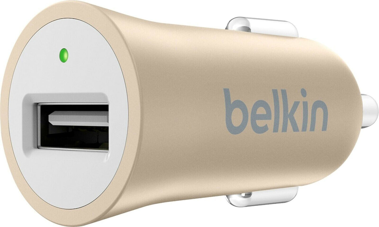 Belkin MIXIT USB Car Charger Fast Charge 40% Faster 12W 2.4amp Gold