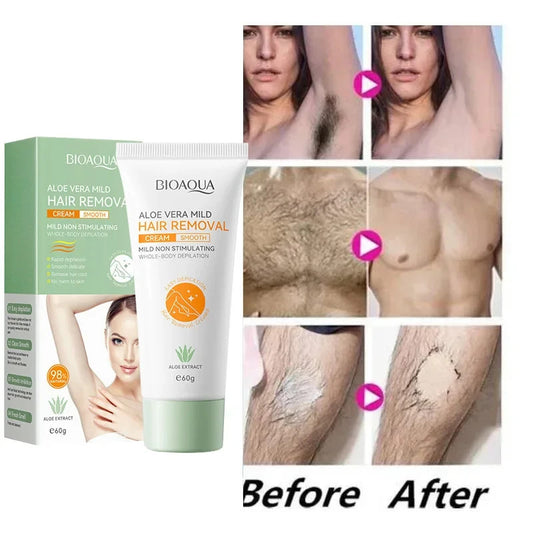 Hair Removal Cream For Women & Men Aloe Vera Painless Permanent Stop Hair Growth