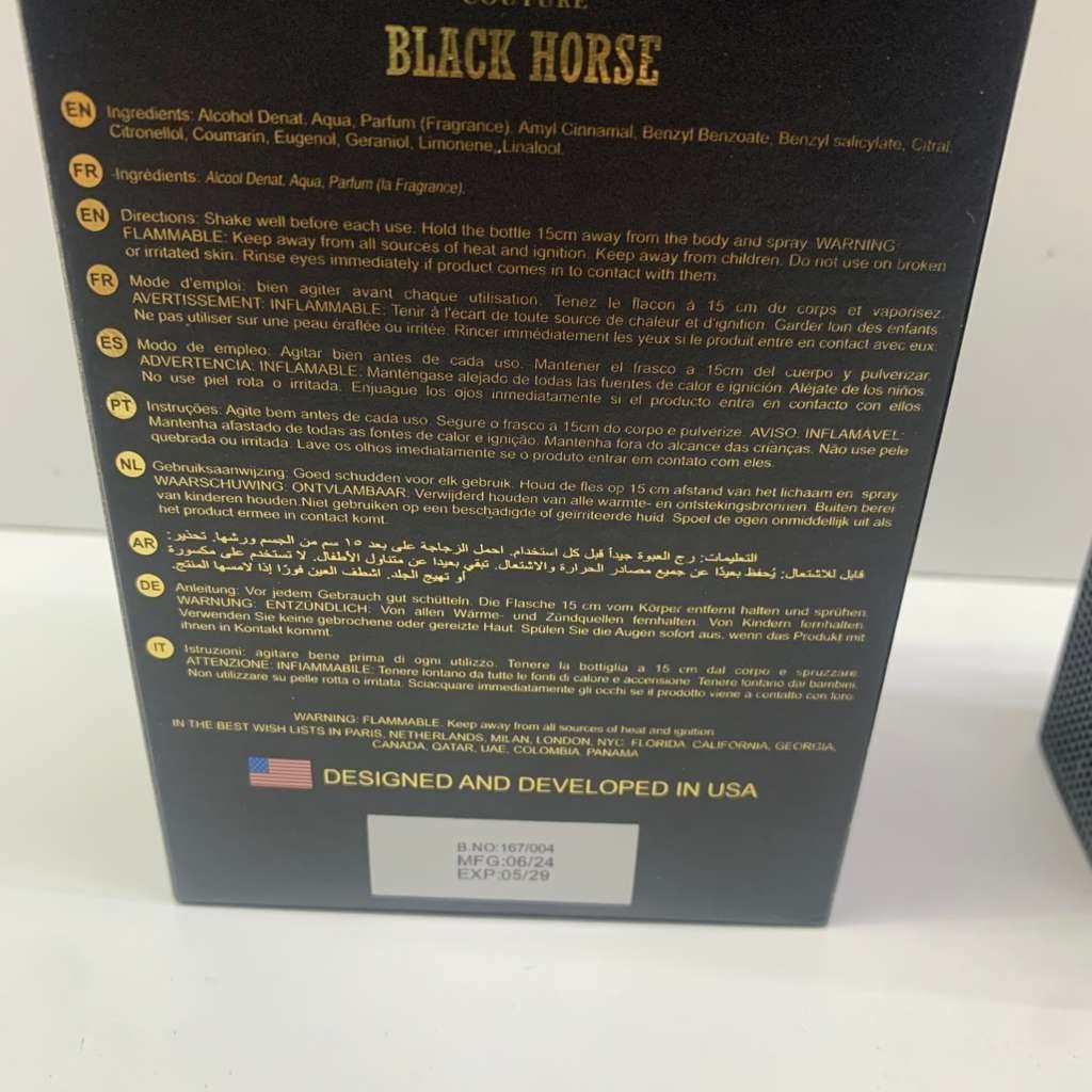 Black Horse Platinum Eau De Parfum  Cologne 3.4oz - Men's Arabic Cologne