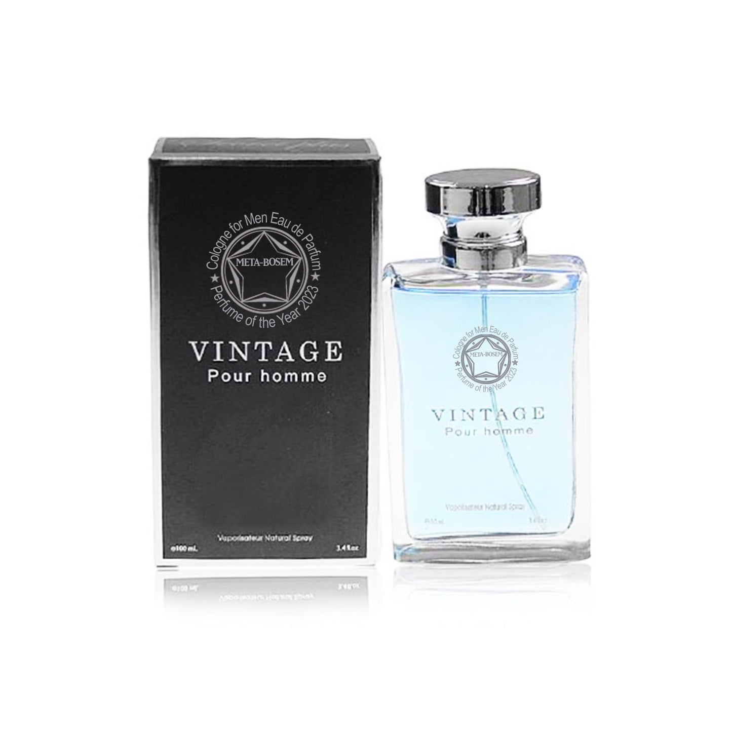 META-BOSEM Vintage Pour Homme Men's Cologne Collection (Blue+Pour Homme+Oud Noir), Eau de Parfum Natural Spray - Woody Fresh Scents - Holiday Gift Set (Pack of 3) Each 3.4 Fl Oz, Total 10.20 Fl Oz