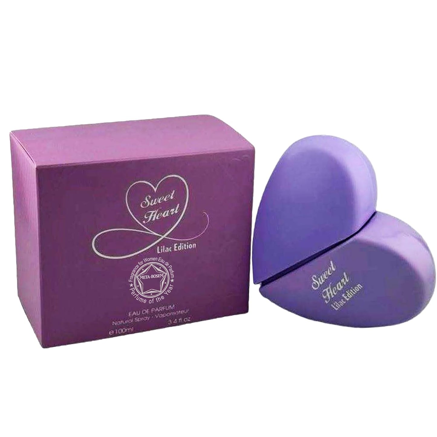 META-BOSEM Sweet Heart Lilac&Rouge, Eau De Parfum Spray Perfume for Women, Sweet Floral Fragrance - a Heart Bottle Collection, Great Holiday Gift (Pack of 2), 3.4 Fl Oz Each, total 6.8 Oz