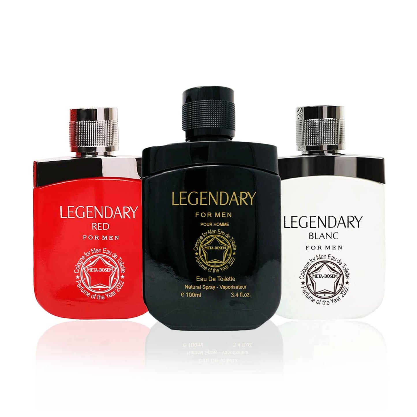 META-BOSEM Gentlemen Pour Homme Blanc+Black+Red 3-Pc Set Cologne for Men Collection, Eau de Toilette Natural Spray - Masculine Scent - Holiday Gift (Pack of 3) Each 3.4 Fl Oz, Total 10.2 Fl Oz