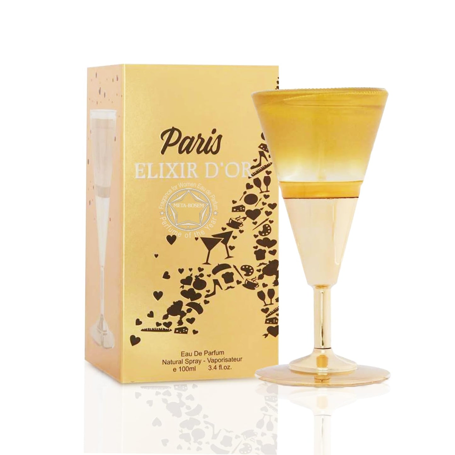 META-BOSEM 2 PARIS ELIXIR+2 BEYOND HEAT, Fragrance for Women Collection Bottle, Eau de Parfum Natural Spray - Feminine Scent (Pack of 4) Each 3.4 Fl Oz, Total 13.6 Oz