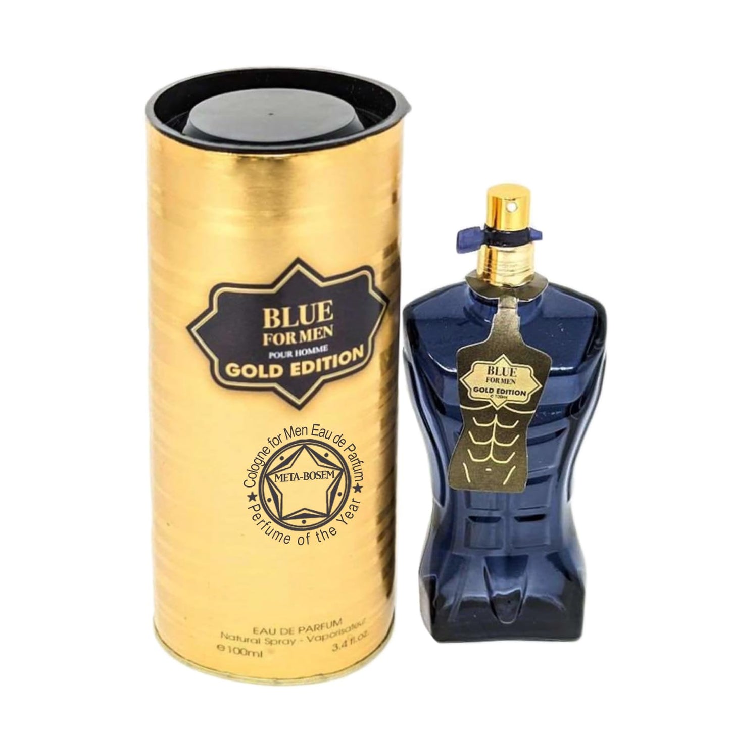 META-BOSEM 3-Pc Set Cologne Can Type Bottle Collection (Blue for Men Ultra Edition+Gold Edition+Ultra Noir), Eau de Toilette Natural Spray - Masculine Scent (Pack of 3) Each 3.4 Fl Oz, Total 10.2 Oz