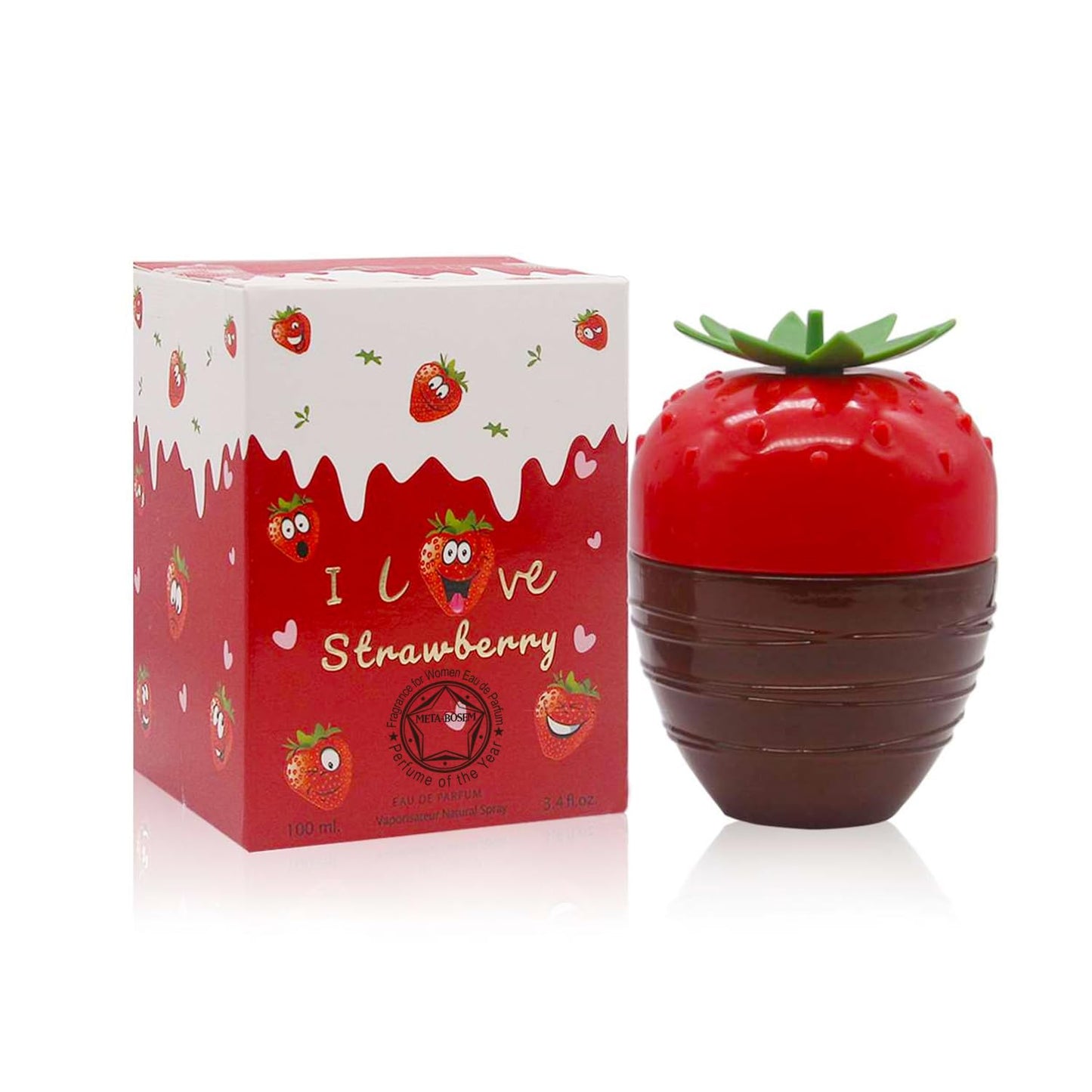 META-BOSEM 4-Pc Perfume Collection Fragrance for Women (I Love Strawberry+Sweet Cherry+Sweet Candy+Pineapple), Eau de Parfum Natural Spray - Sweet Scent (Pack of 4) Each 3.4 Fl Oz, Total 13.60 Oz