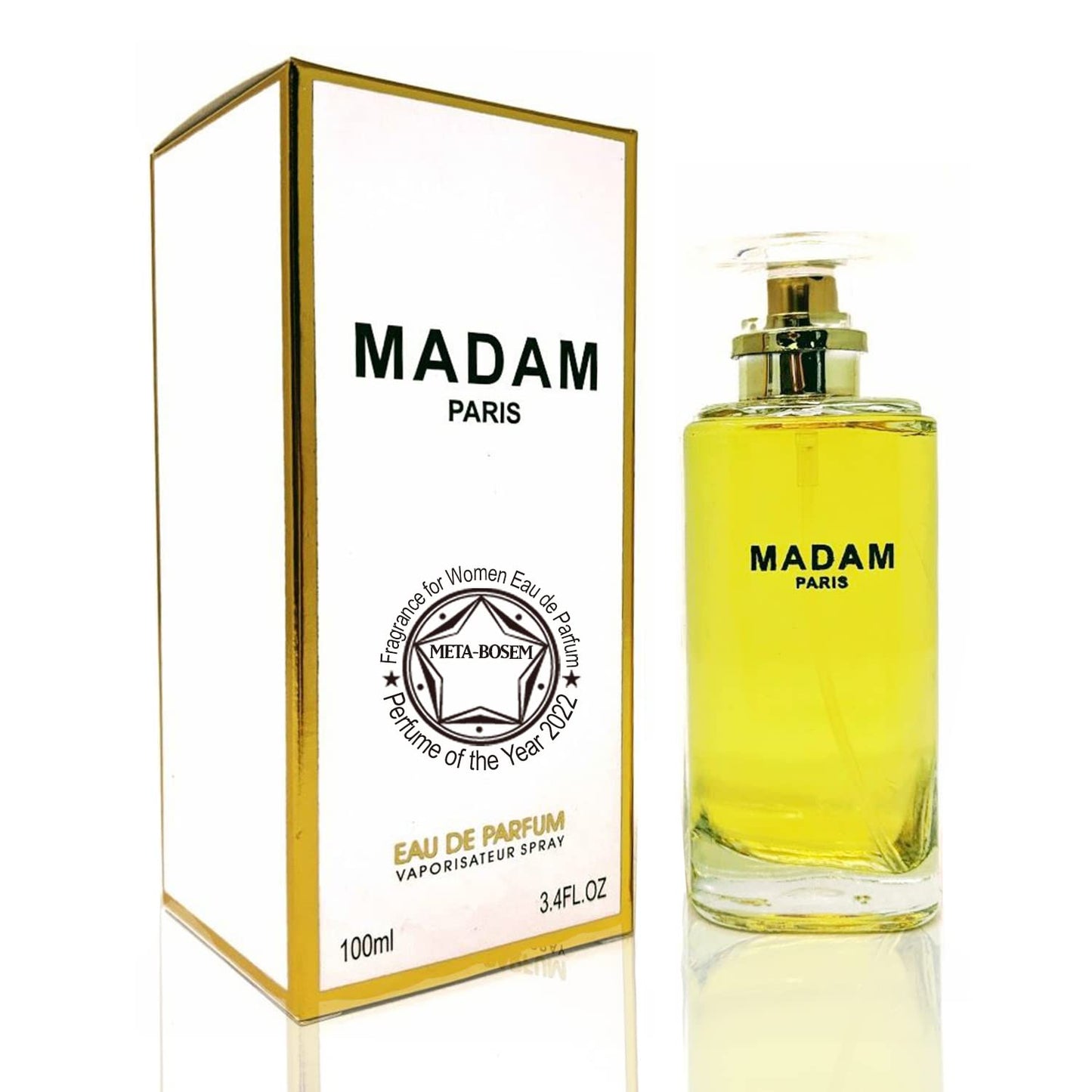 META-BOSEM Madam Paris+Bella Paris Women Perfume Collection, Eau de Parfum Natural Spray - Floral Scent - Classic Vanilla Notes - Holiday Gift Set (Pack of 2) Each 3.4 Fl Oz, Total 6.8 Fl Oz