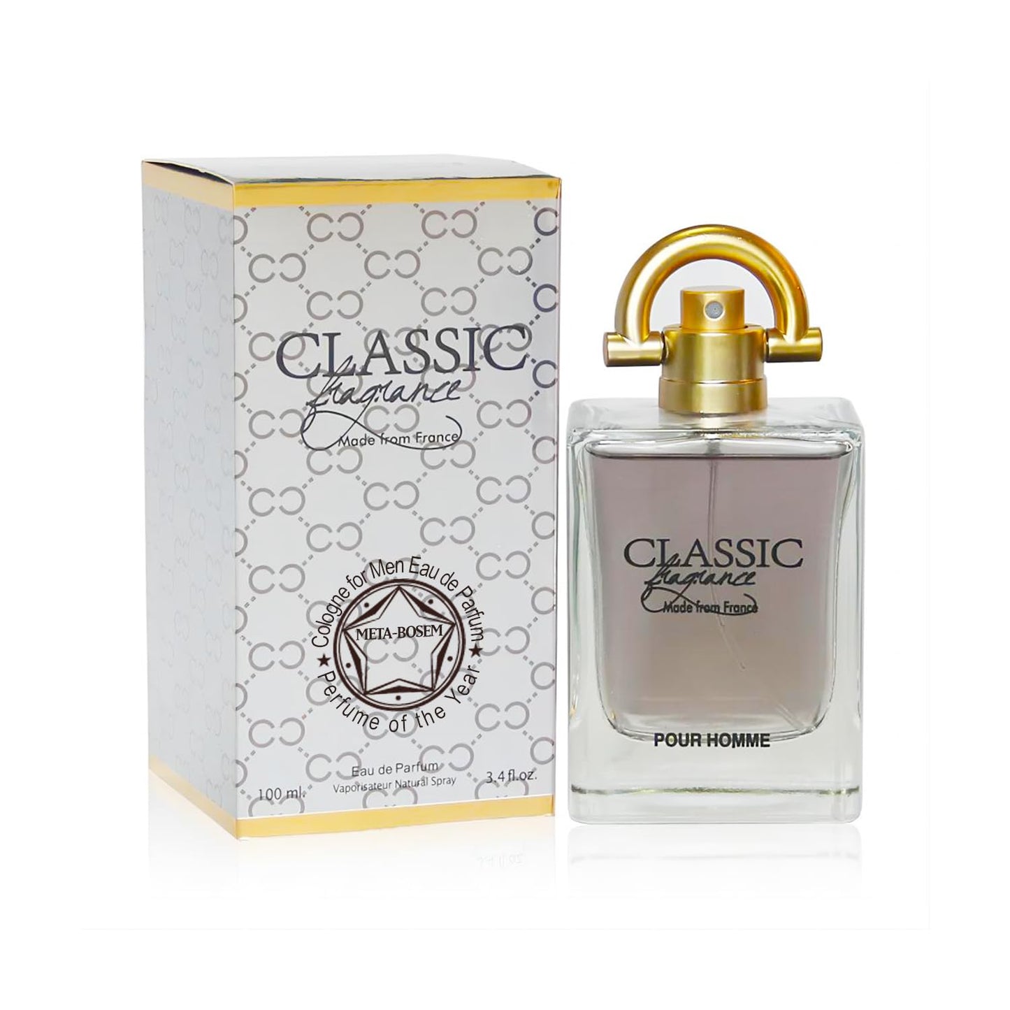 META-BOSEM 4Pc Set Cologne for Men (Classic+Classic France+Acqua White+Acqua Black) Collection Fragrance, Eau de Parfum Spray - Masculine Scent - Holiday Gift (Pack of 4) Each 3.4 Fl Oz, Total 13.60 Oz