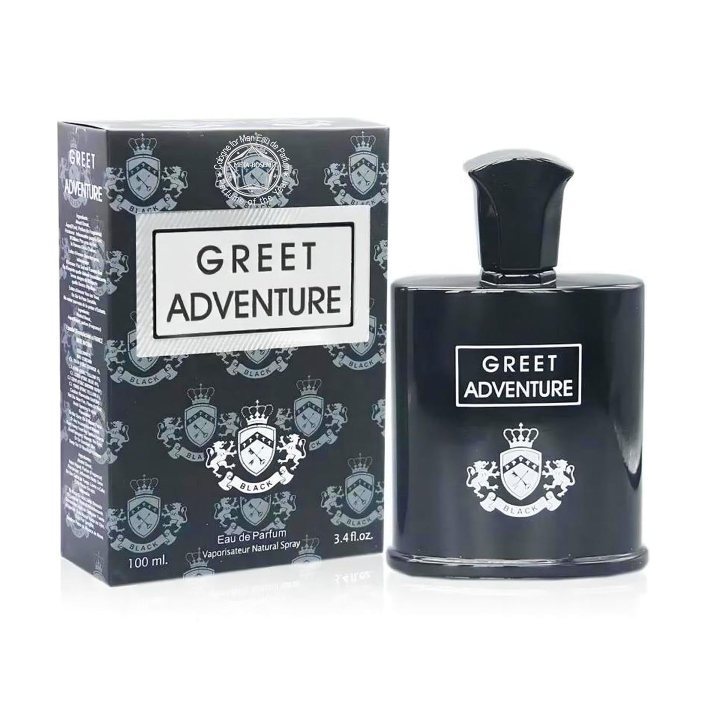 META-BOSEM 4Pc Set Cologne for Men (Greet+Greet Adventure+Broadway Aqua+Broadway Blue) Collection Fragrance, Eau de Parfum Spray - Masculine Scent (Pack of 4) Each 3.4 Fl Oz, Total 13.60 Oz