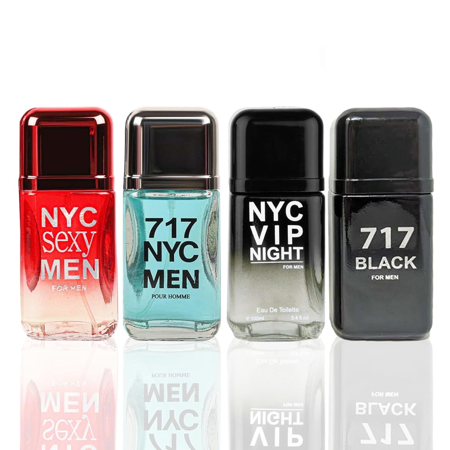 META-BOSEM 717 Men NYC+717 Men Aqua+717 VIP 4-Pc Set Men's Cologne Collection, Eau de Toilette&Parfum Natural Spray - Masculine Scent - Holiday Gift (Pack of 4) Each 3.4 Fl Oz, Total 13.60 Fl Oz