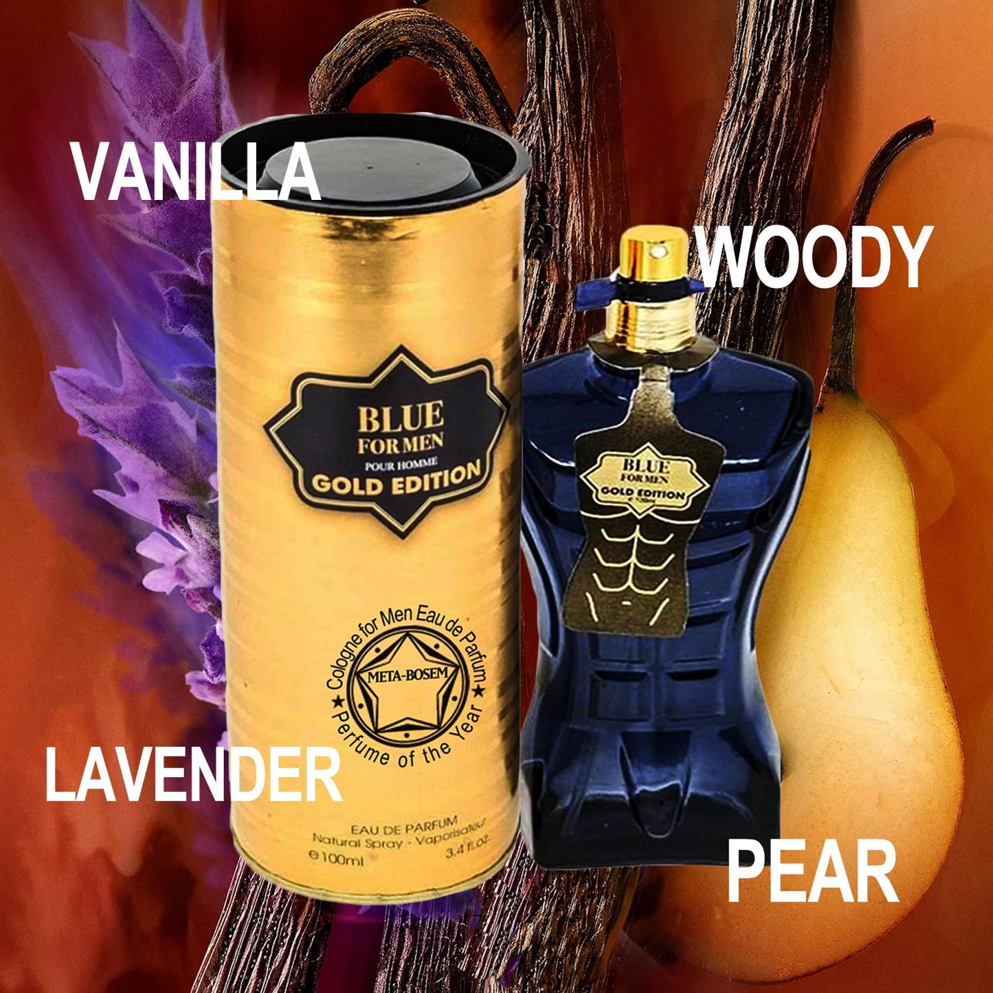 META-BOSEM 3-Pc Set Cologne Can Type Bottle Collection (Blue for Men Ultra Edition+Gold Edition+Ultra Noir), Eau de Toilette Natural Spray - Masculine Scent (Pack of 3) Each 3.4 Fl Oz, Total 10.2 Oz